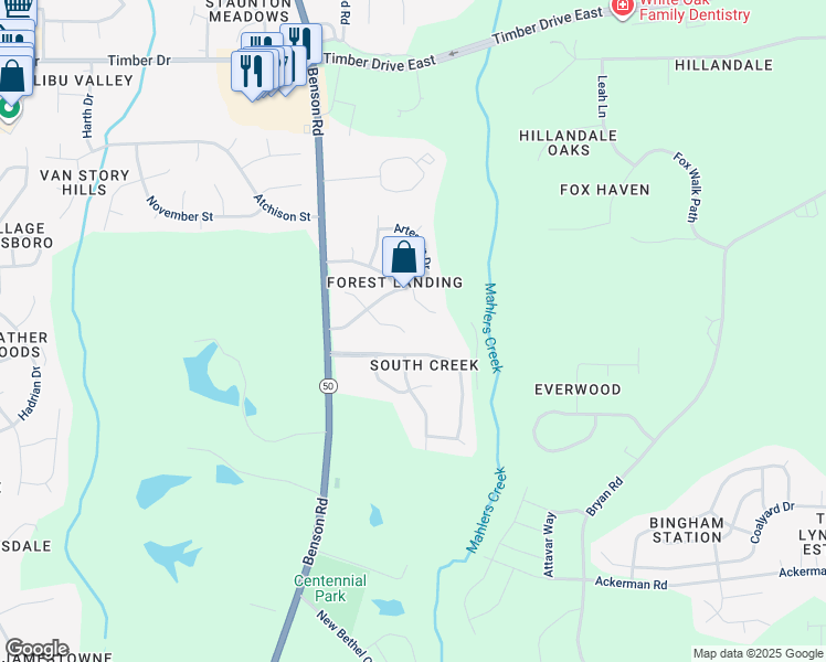 map of restaurants, bars, coffee shops, grocery stores, and more near 113 Saddle Ridge Court in Garner