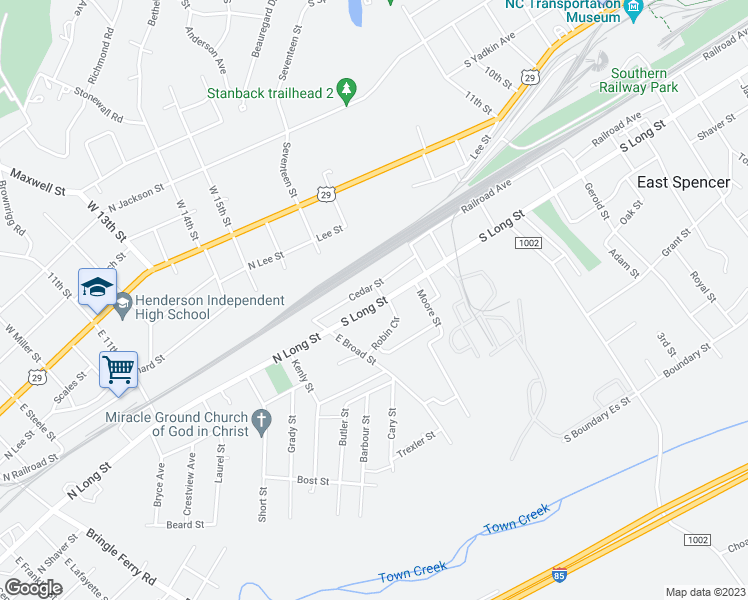 map of restaurants, bars, coffee shops, grocery stores, and more near 905 South Long Street in Salisbury
