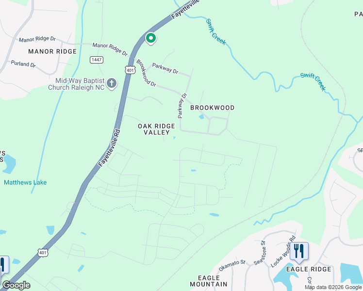 map of restaurants, bars, coffee shops, grocery stores, and more near 7021 Sorrell Lane in Raleigh