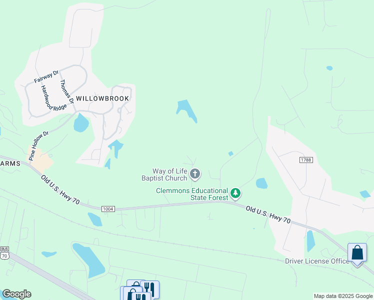 map of restaurants, bars, coffee shops, grocery stores, and more near 2129 Harmony Court in Clayton