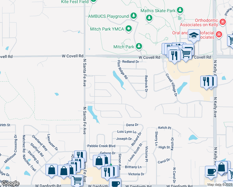map of restaurants, bars, coffee shops, grocery stores, and more near 1920 Cedar Pointe Lane in Edmond