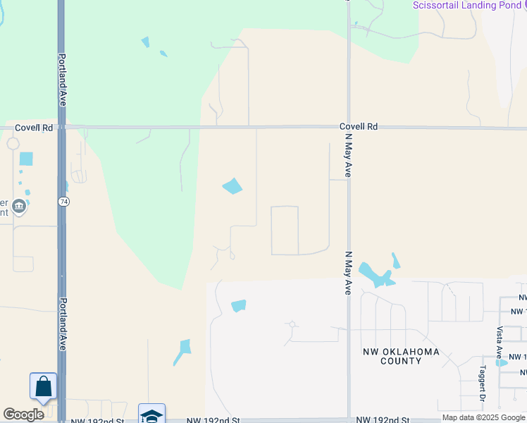 map of restaurants, bars, coffee shops, grocery stores, and more near 20259 Flowered Meadow Way in Edmond