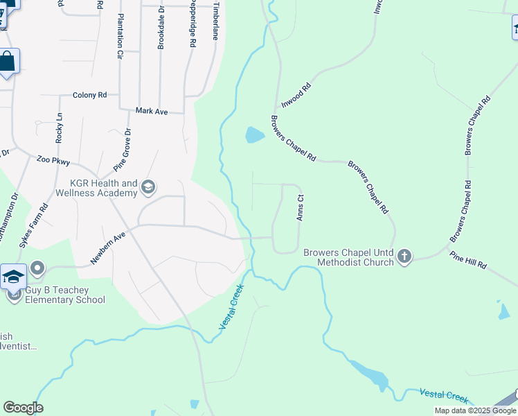 map of restaurants, bars, coffee shops, grocery stores, and more near 739 Stoney Creek Drive in Asheboro