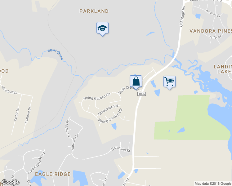 map of restaurants, bars, coffee shops, grocery stores, and more near 1011 North Spring Garden Circle in Raleigh