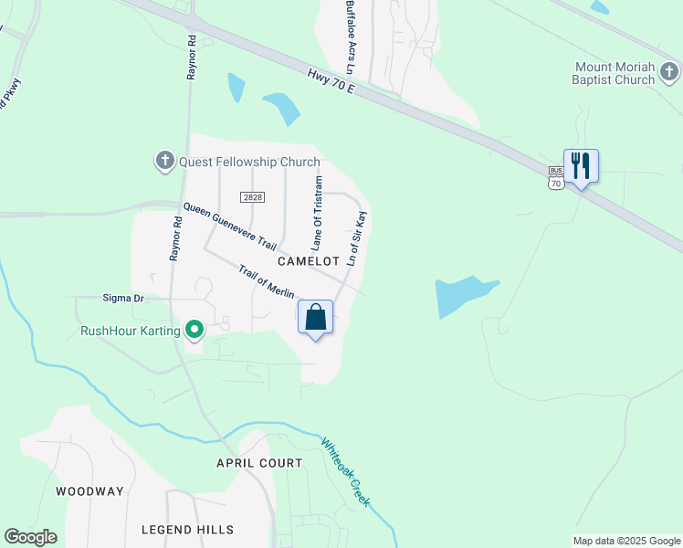 map of restaurants, bars, coffee shops, grocery stores, and more near 228 Ln of Sir Kay in Garner
