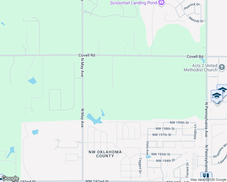 map of restaurants, bars, coffee shops, grocery stores, and more near 20194 North May Avenue in Edmond