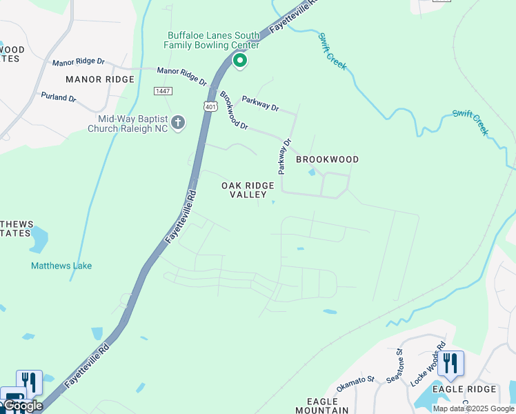 map of restaurants, bars, coffee shops, grocery stores, and more near 7099 Sorrell Lane in Raleigh