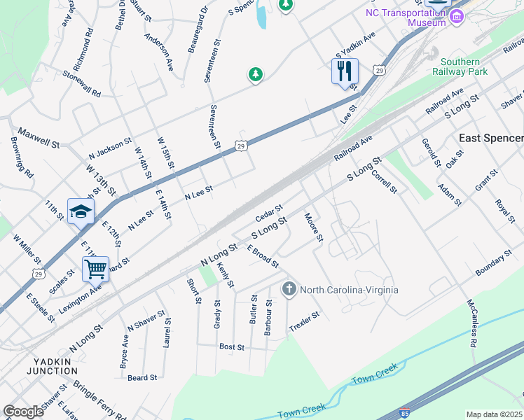map of restaurants, bars, coffee shops, grocery stores, and more near 904 Cedar Street in Salisbury