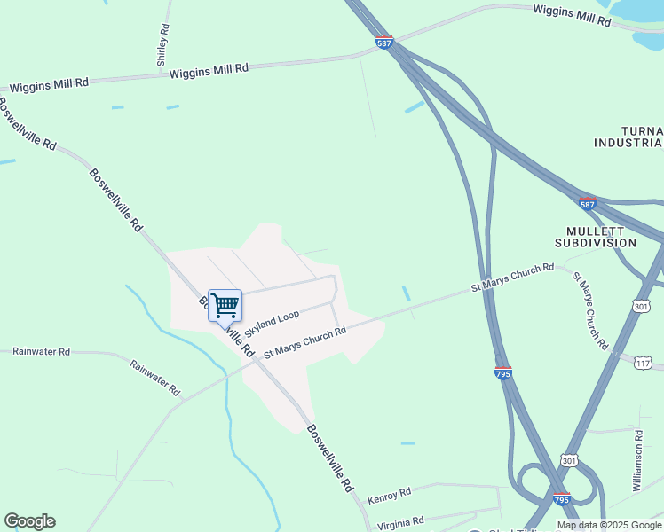 map of restaurants, bars, coffee shops, grocery stores, and more near 5104 Skyland Loop in Wilson