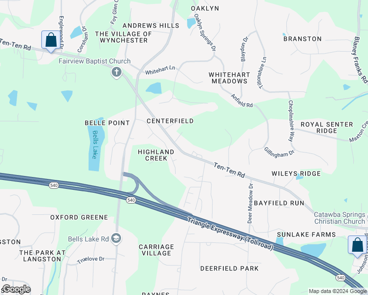 map of restaurants, bars, coffee shops, grocery stores, and more near 6021 Ten-Ten Road in Apex