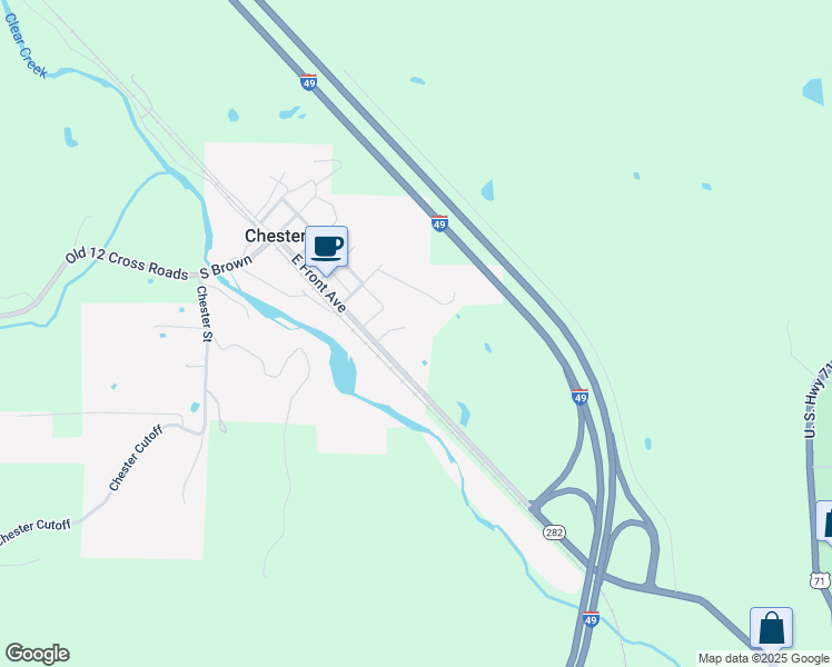 map of restaurants, bars, coffee shops, grocery stores, and more near 521 East Front Avenue in Chester