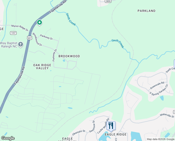 map of restaurants, bars, coffee shops, grocery stores, and more near 2216 Woodnell Drive in Raleigh