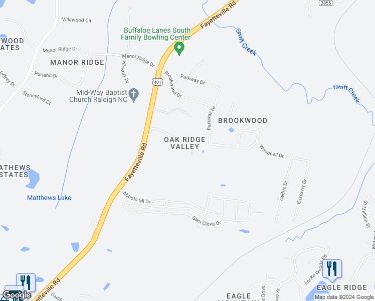 map of restaurants, bars, coffee shops, grocery stores, and more near 7010 Sorrell Lane in Raleigh