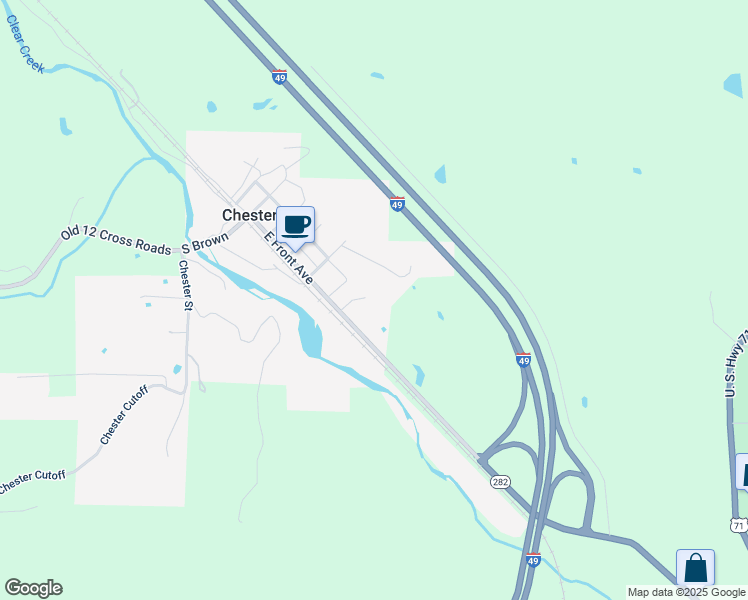 map of restaurants, bars, coffee shops, grocery stores, and more near 521 East Front Avenue in Chester