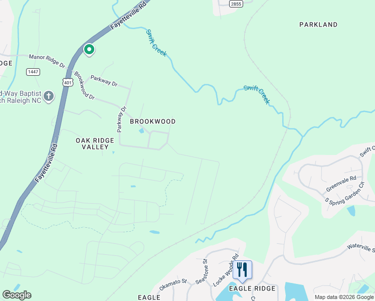 map of restaurants, bars, coffee shops, grocery stores, and more near 2216 Woodnell Drive in Raleigh