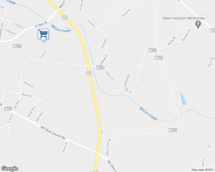 map of restaurants, bars, coffee shops, grocery stores, and more near 1925 Maius Court in Conover