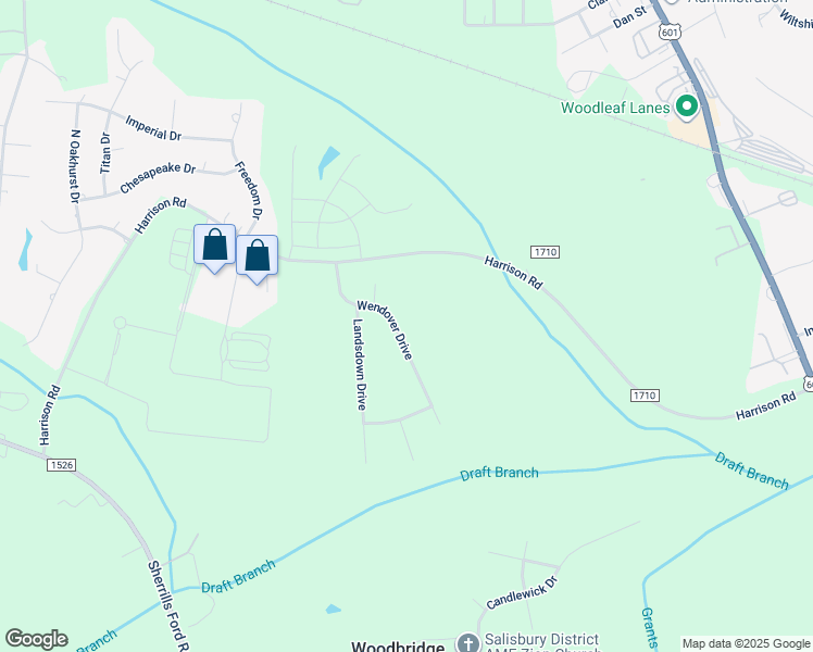 map of restaurants, bars, coffee shops, grocery stores, and more near 363 Wendover Drive in Salisbury
