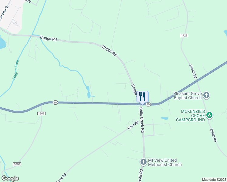 map of restaurants, bars, coffee shops, grocery stores, and more near North Carolina 10 Highway in Claremont