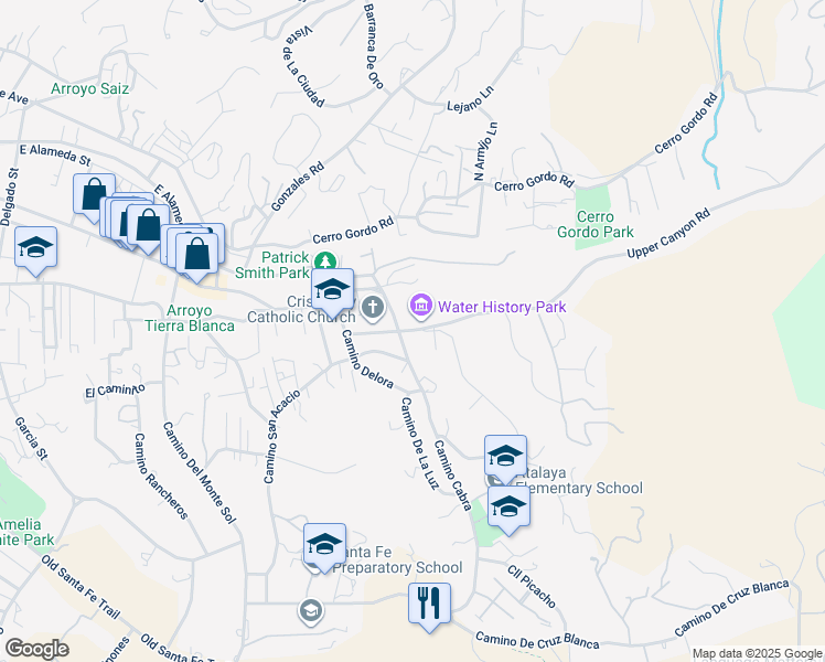 map of restaurants, bars, coffee shops, grocery stores, and more near in Santa Fe