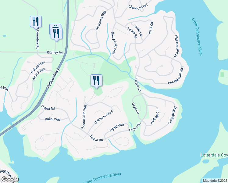 map of restaurants, bars, coffee shops, grocery stores, and more near 118 Talah Way in Loudon