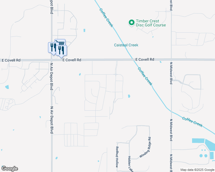 map of restaurants, bars, coffee shops, grocery stores, and more near 2401 Santa Monica Street in Edmond