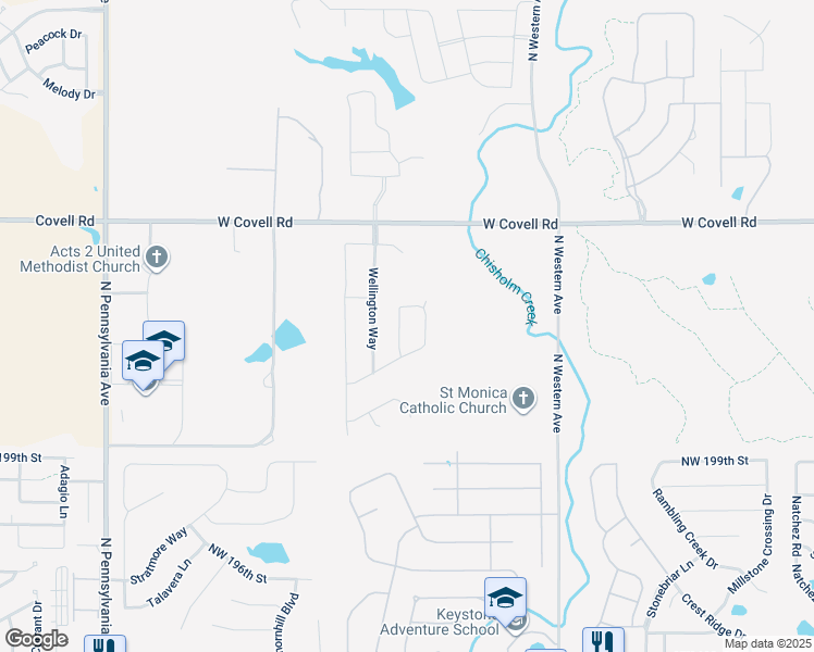 map of restaurants, bars, coffee shops, grocery stores, and more near 2324 Sutton Place in Edmond