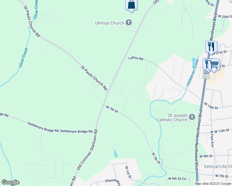 map of restaurants, bars, coffee shops, grocery stores, and more near 1553 Parkway Dr in Newton