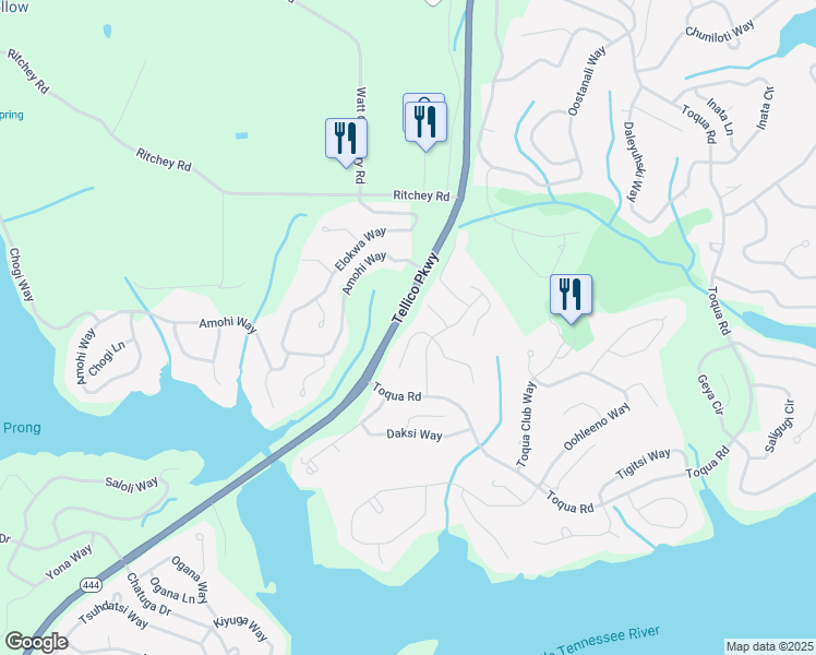 map of restaurants, bars, coffee shops, grocery stores, and more near 206 Choowa Trce in Loudon