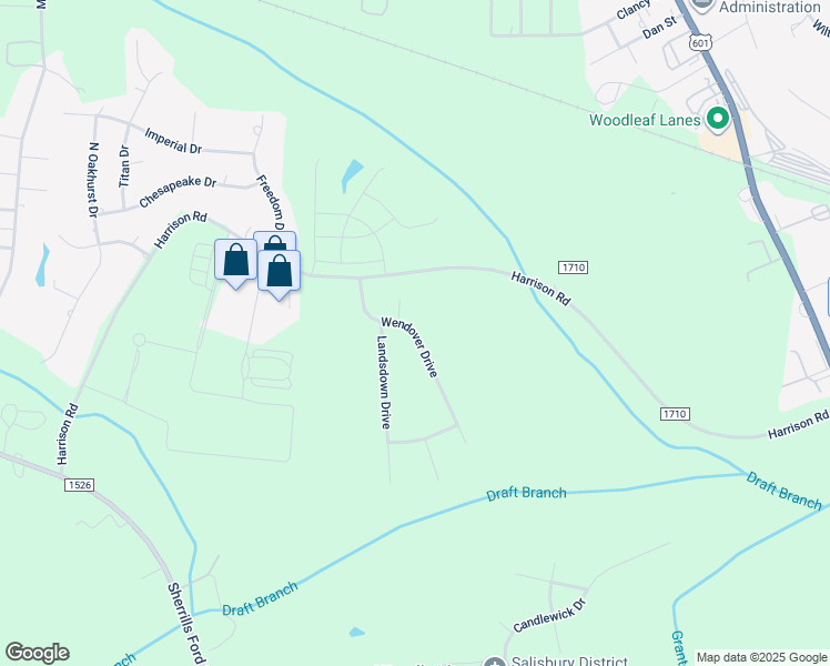 map of restaurants, bars, coffee shops, grocery stores, and more near 363 Wendover Drive in Salisbury