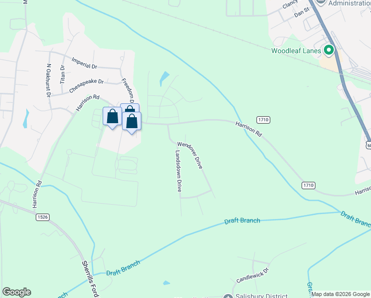 map of restaurants, bars, coffee shops, grocery stores, and more near 262 Wendover Drive in Salisbury