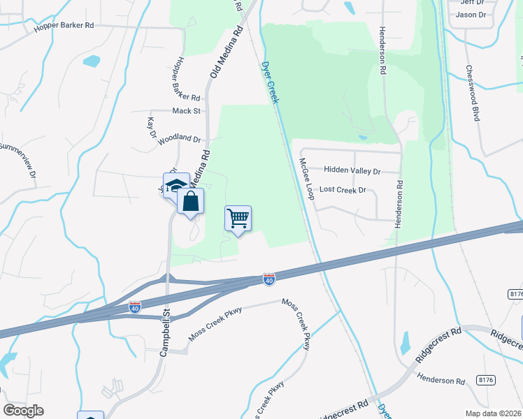 map of restaurants, bars, coffee shops, grocery stores, and more near 2894 Old Medina Road in Jackson
