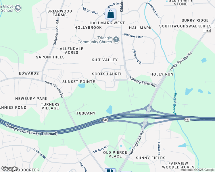 map of restaurants, bars, coffee shops, grocery stores, and more near 261 Bally Shannon Way in Apex