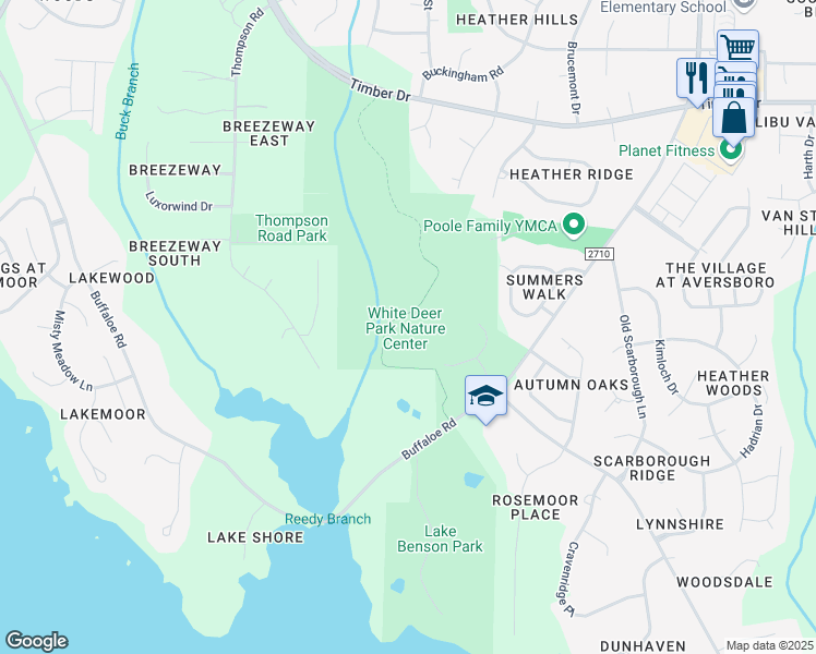 map of restaurants, bars, coffee shops, grocery stores, and more near 2400 Aversboro Road in Garner
