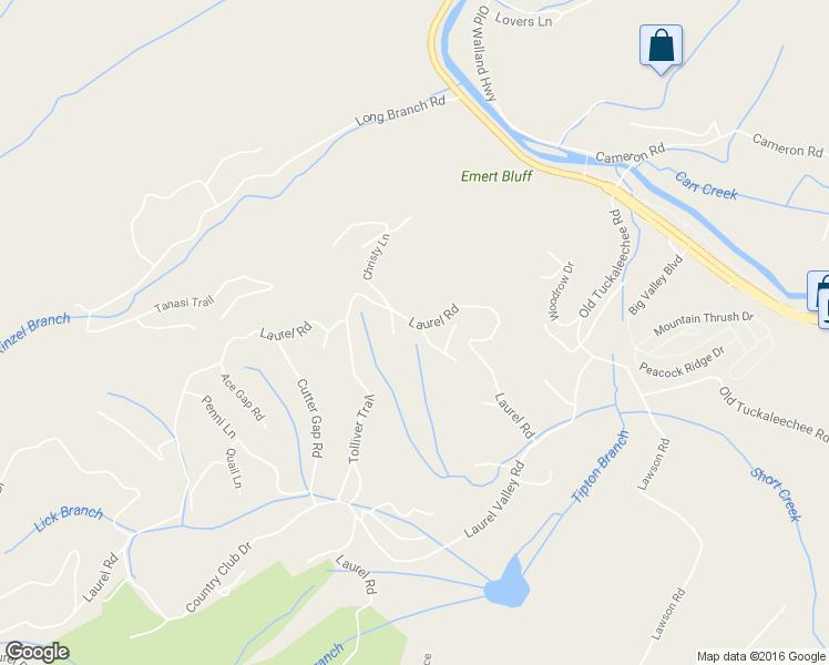 map of restaurants, bars, coffee shops, grocery stores, and more near 104 Craig Cove in Townsend