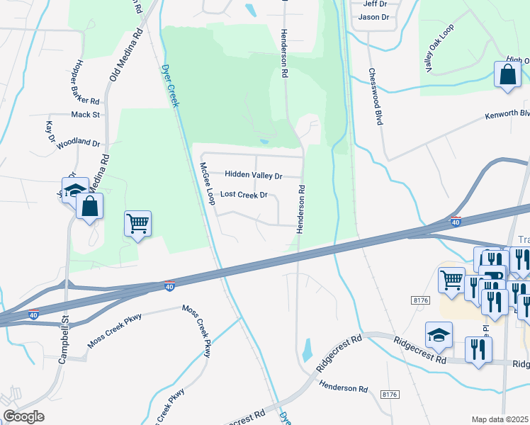map of restaurants, bars, coffee shops, grocery stores, and more near 378 McGee Loop in Jackson