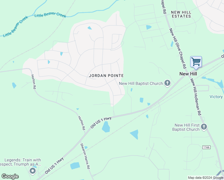 map of restaurants, bars, coffee shops, grocery stores, and more near 2917 Jordan Pointe Boulevard in New Hill