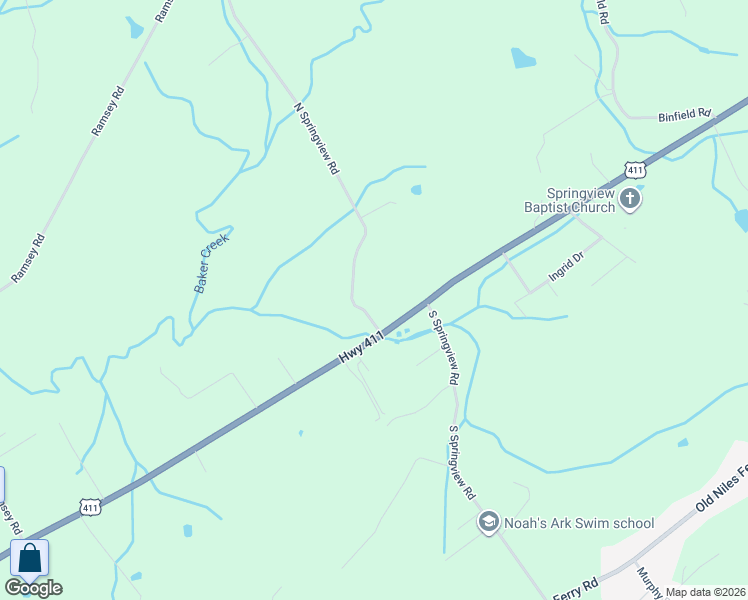 map of restaurants, bars, coffee shops, grocery stores, and more near 110 North Springview Road in Maryville