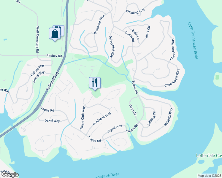 map of restaurants, bars, coffee shops, grocery stores, and more near 118 Talah Way in Loudon