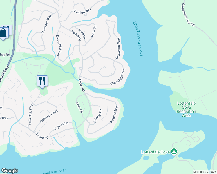 map of restaurants, bars, coffee shops, grocery stores, and more near 125 Cheeskogili Way in Loudon