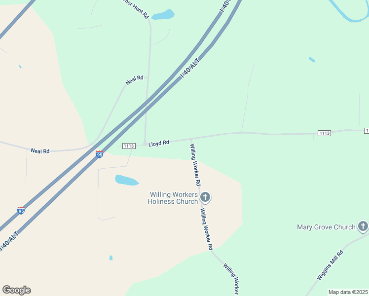 map of restaurants, bars, coffee shops, grocery stores, and more near 6500 Willing Worker Road in Lucama
