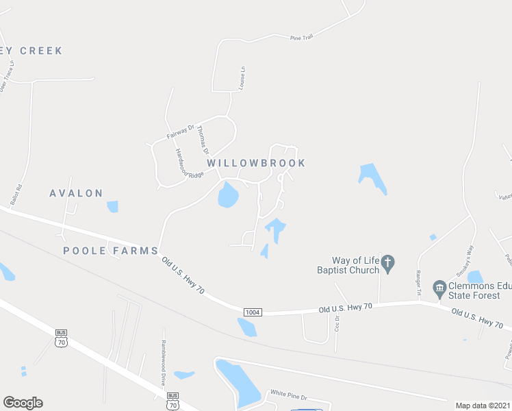 map of restaurants, bars, coffee shops, grocery stores, and more near 2020 Willow Hill Lane in Clayton