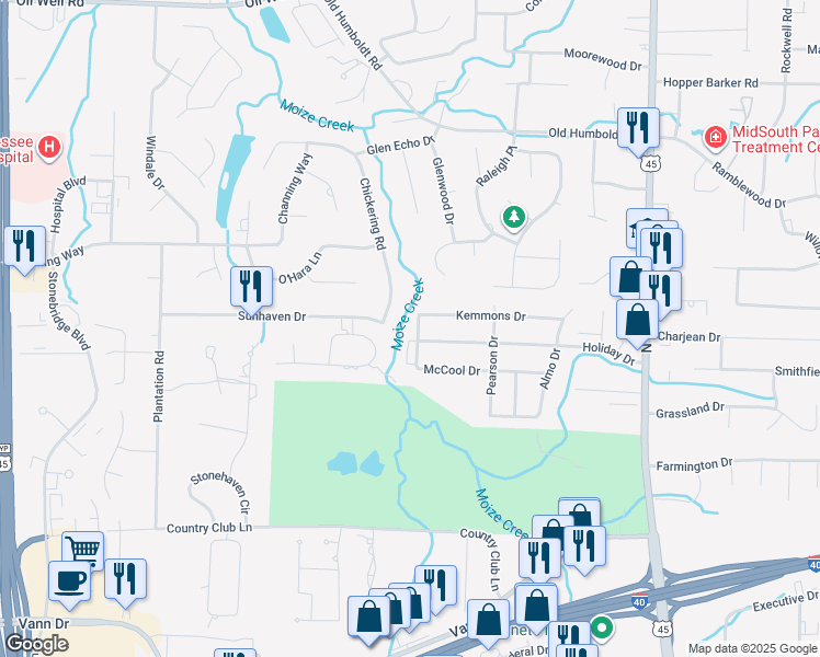 map of restaurants, bars, coffee shops, grocery stores, and more near 35 Woodmont Drive in Jackson