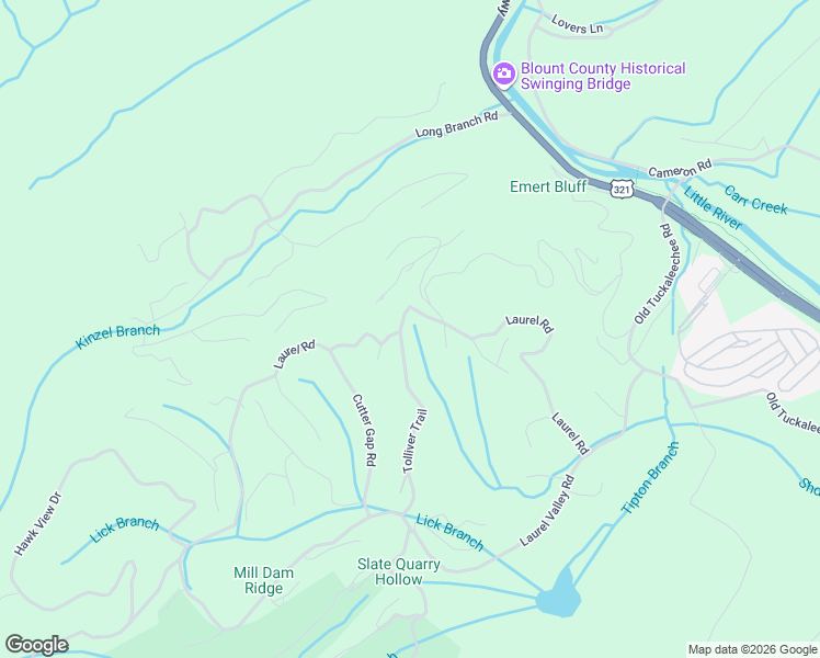 map of restaurants, bars, coffee shops, grocery stores, and more near 228 Tolliver Trail in Townsend