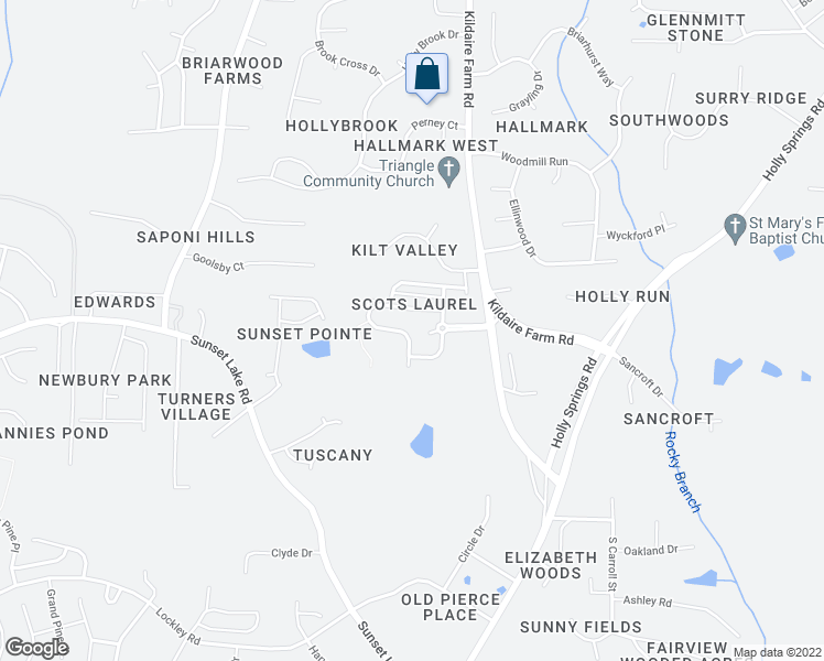 map of restaurants, bars, coffee shops, grocery stores, and more near 245 Bally Shannon Way in Apex