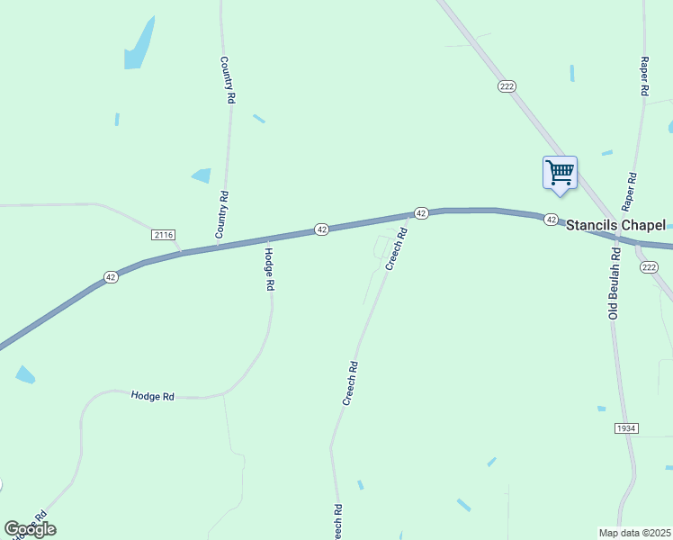 map of restaurants, bars, coffee shops, grocery stores, and more near 10890 North Carolina 42 in Kenly