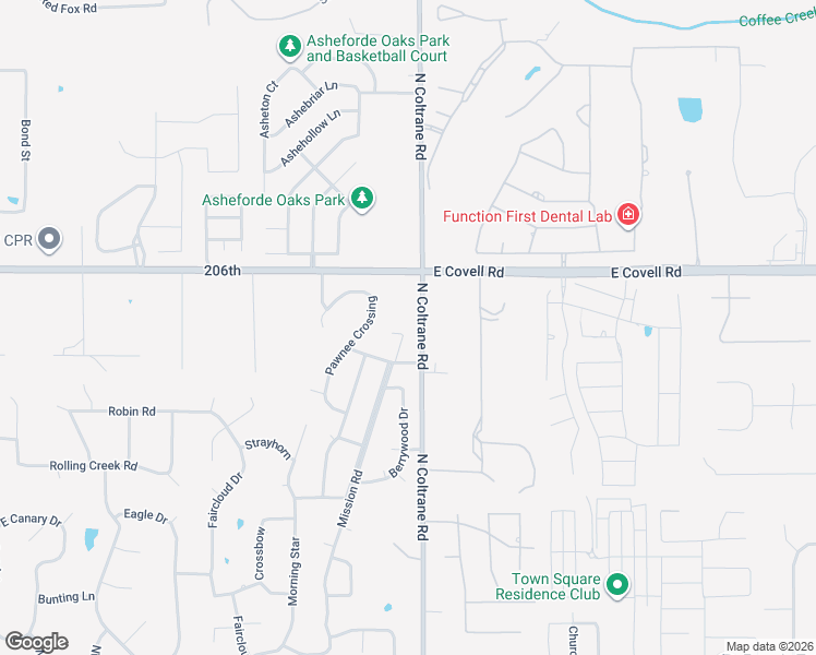 map of restaurants, bars, coffee shops, grocery stores, and more near 2500 Mission Road in Edmond