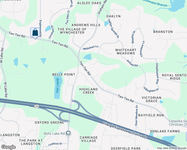 map of restaurants, bars, coffee shops, grocery stores, and more near 5905 Ten-Ten Road in Apex