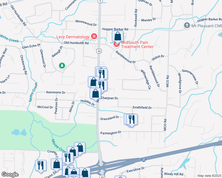 map of restaurants, bars, coffee shops, grocery stores, and more near 5 State Street in Jackson