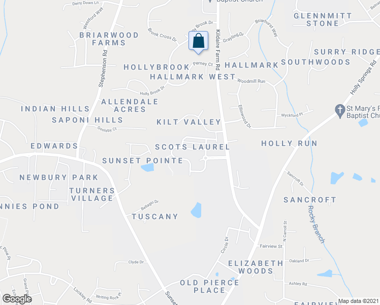 map of restaurants, bars, coffee shops, grocery stores, and more near 125 Bally Shannon Way in Apex