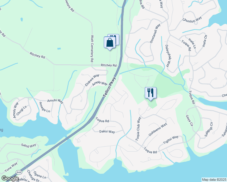 map of restaurants, bars, coffee shops, grocery stores, and more near 213 Toqua Greens Lane in Loudon